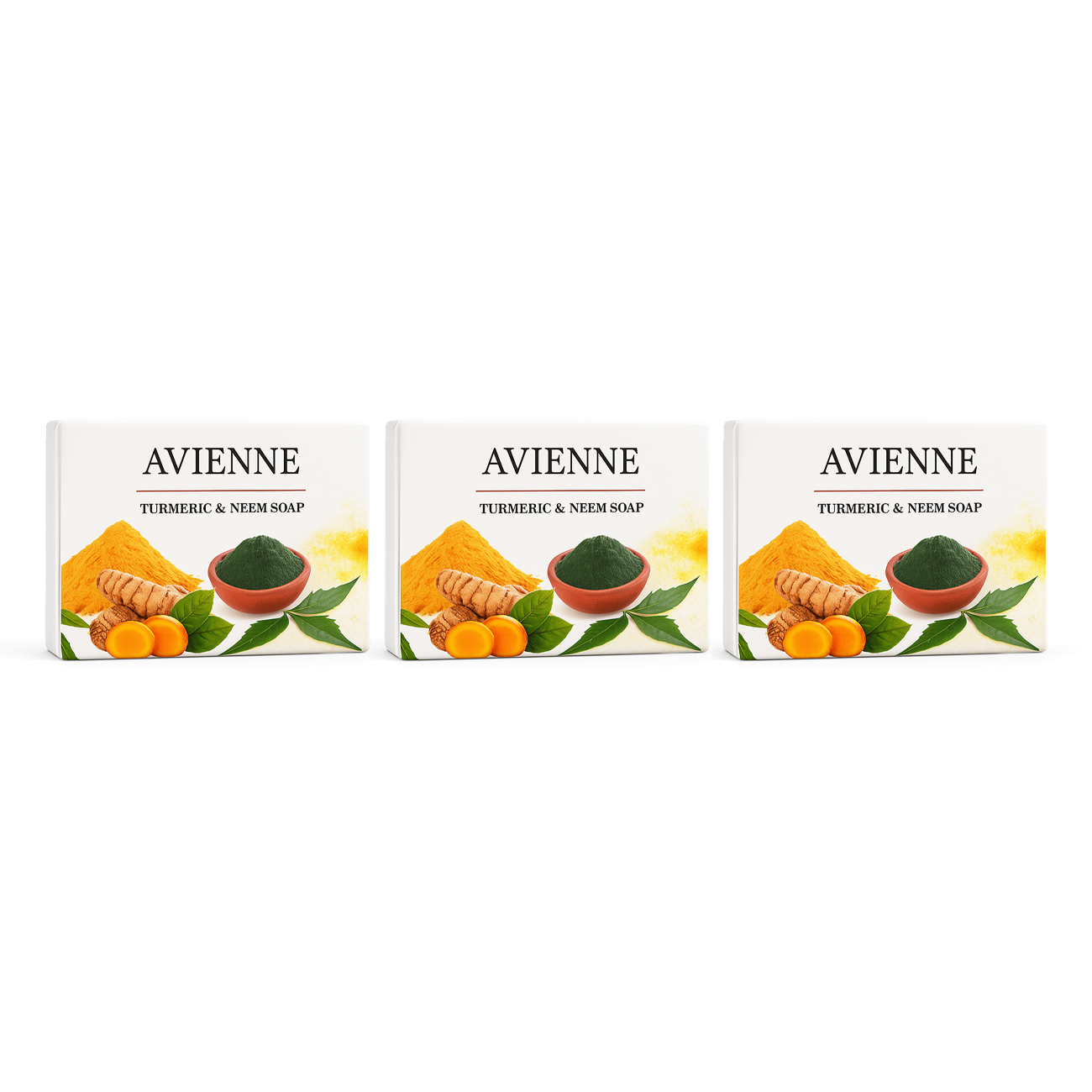 3 pcs Avienne Turmeric & Neem Soap
