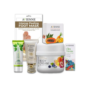 Essential Personal Care Set ( Toothpaste, Deodorant, Foot mask, Body Cream, Lip therapy, Vitamin soap)