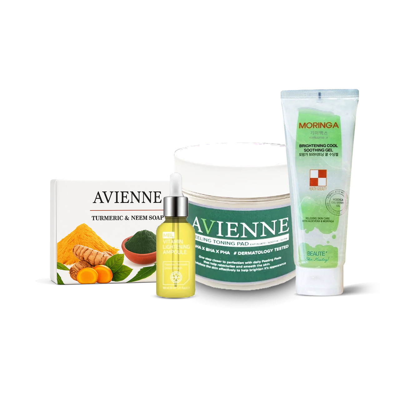 Oily Skin & Acne solution Set( Turmeric & Neem Soap, Vitamin C Serum, Moringa Gel, Toning pads)
